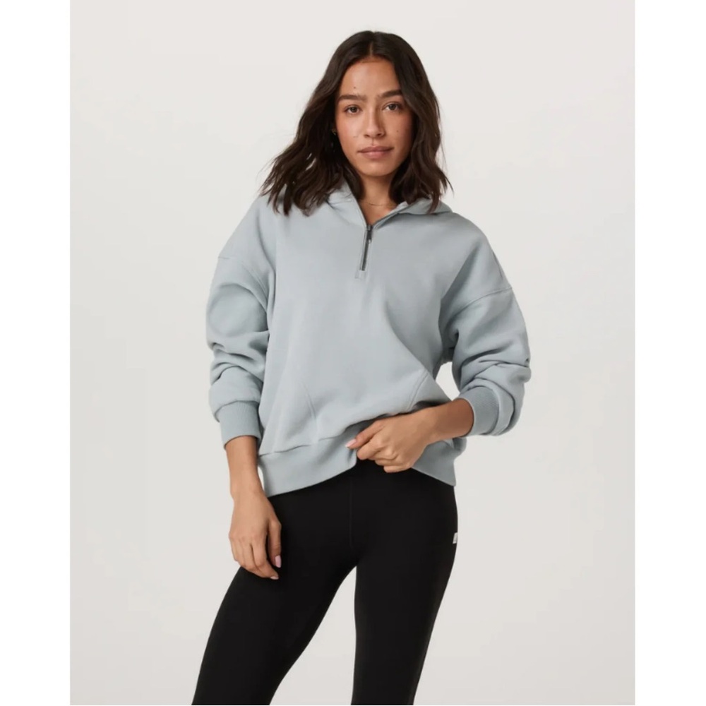 Vuori Women's Light Gray Quarter-Zip Hoodie